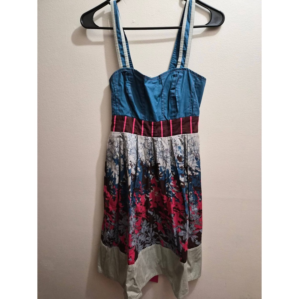 Kimchi Blue Floral Mini Dress Pink Blue Tie Back Spring Summer Sleeveless Small